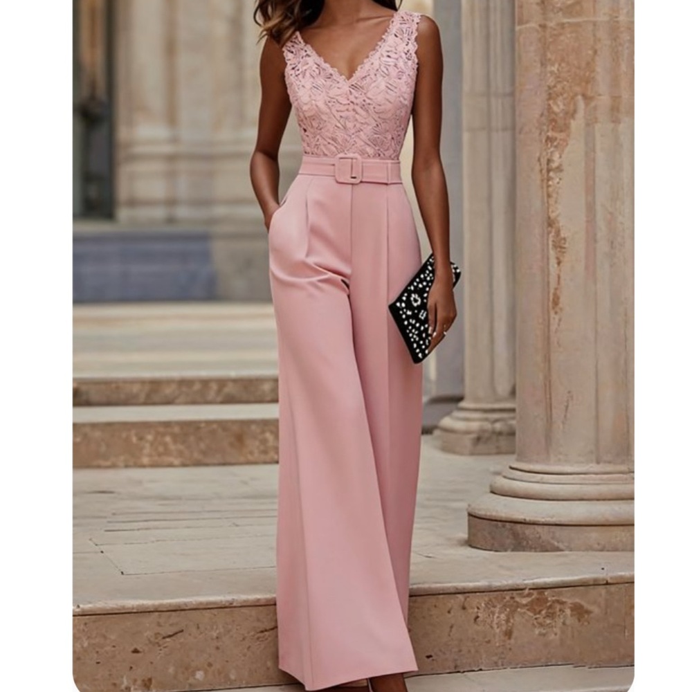 Chic Lace Pink Jumpsuit